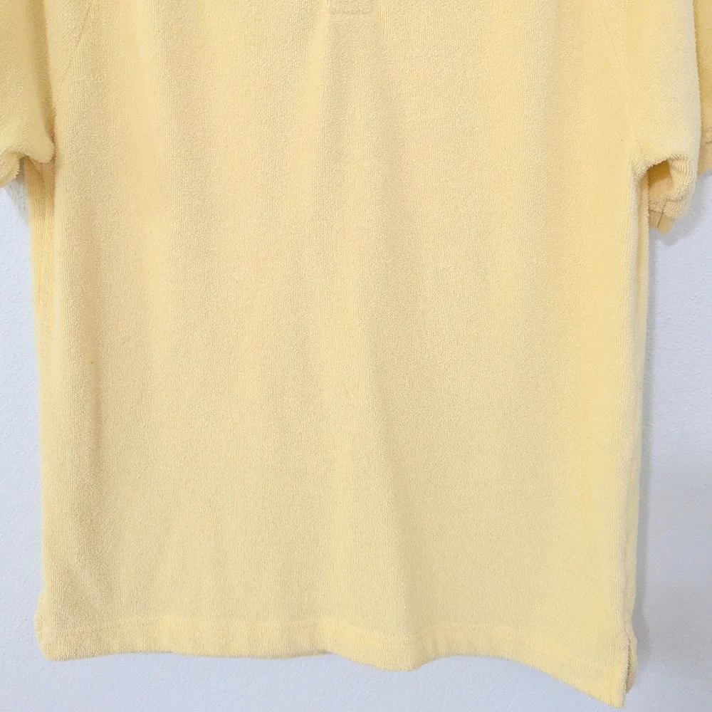 J. Crew Terry Cloth Polo Shirt Short Sleeve Collared French Terry Yellow Small S